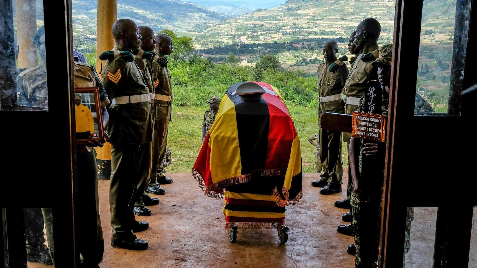 Mourners pay respects to Ugandan athlete who died after her partner set her on fire