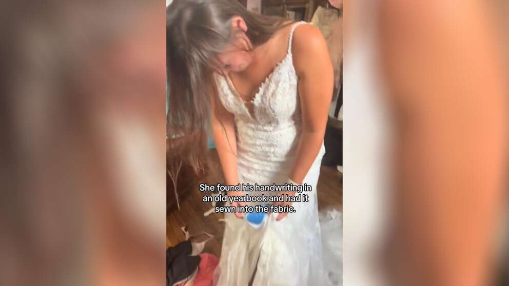 Bride receives 'something blue' from late dad