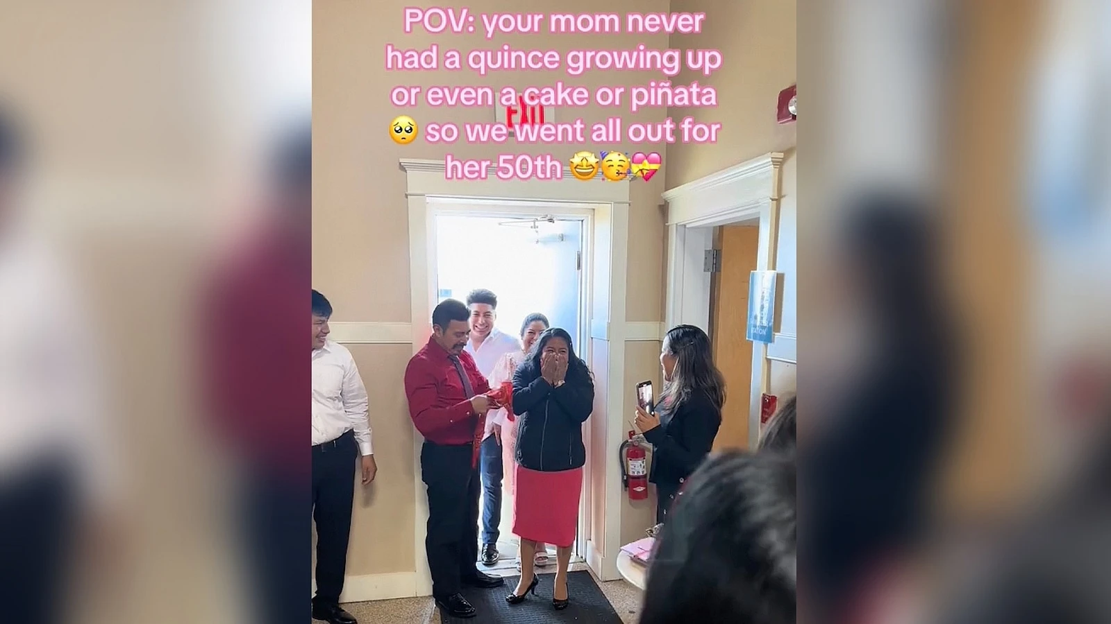 Mom surprised with quinceanera she never had at 50th birthday party