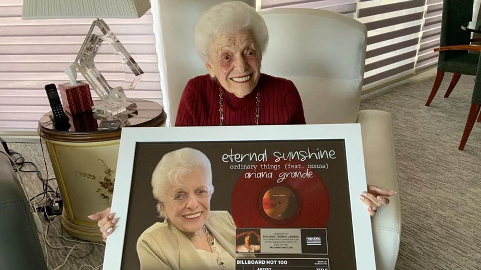 Ariana Grande shares sweet photo of her Nonna after Billboard Hot 100 achievementAriana Grande's Nonna is featured on her song, 