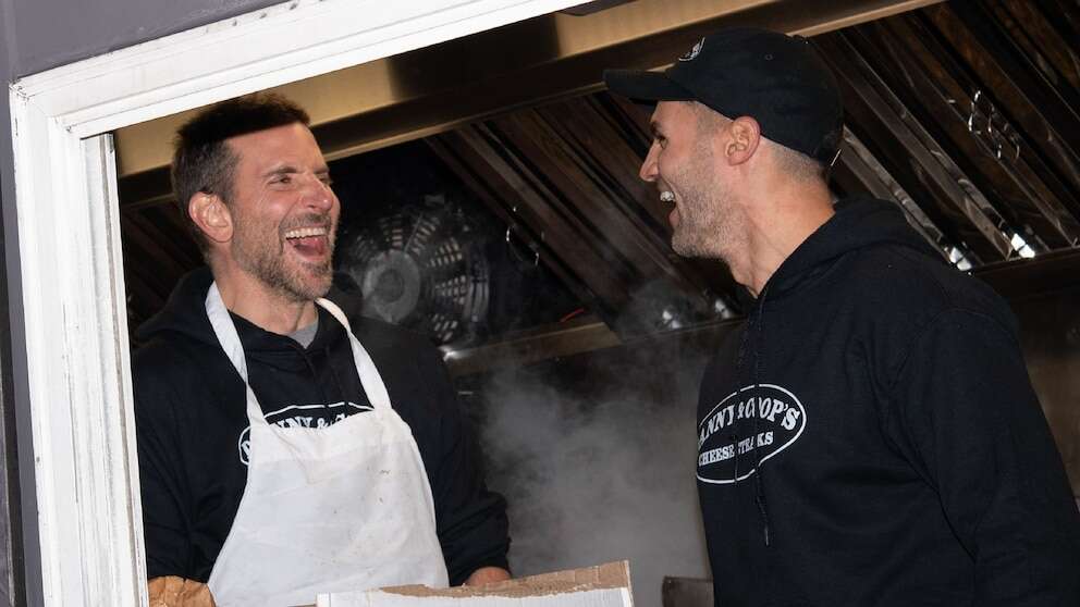 Mega/GC ImagesBradley Cooper slings authentic Philly cheesesteaks at NYC pop-up food truckOn the corner of W 3rd street and 6th Ave. Cooper cooked his hometown delicacy.12/7/2023 11:19:04 EST