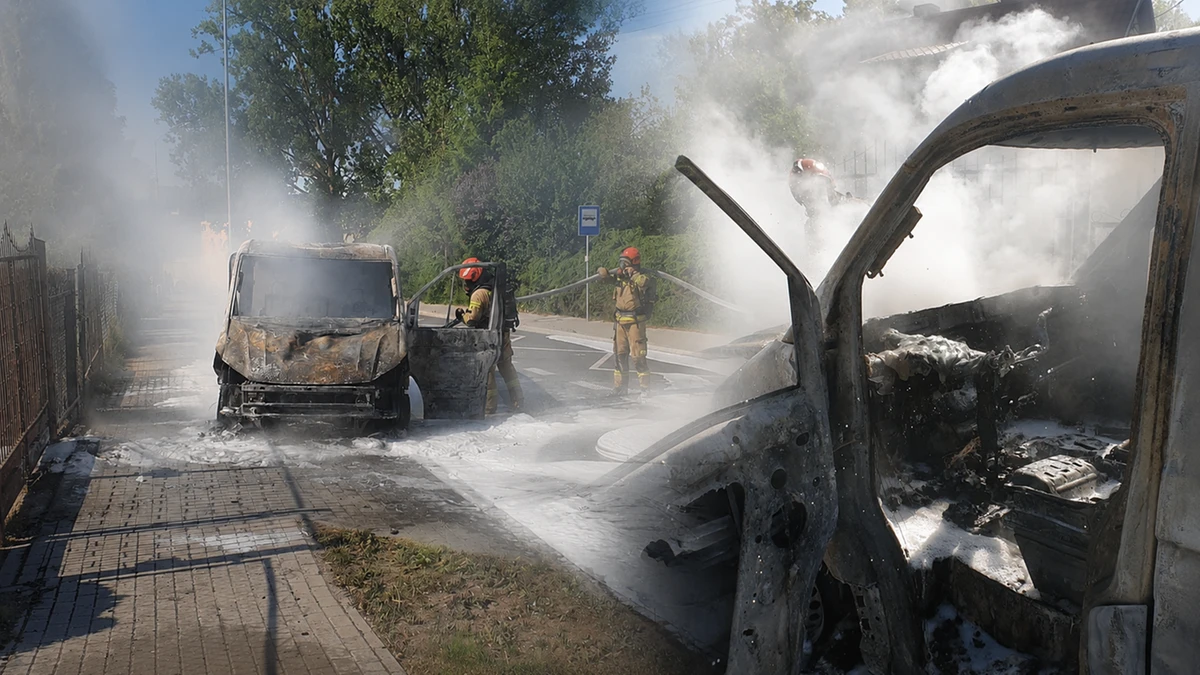 Pożar pojazdu Wojska Polskiego. Żołnierka trafiła do szpitala