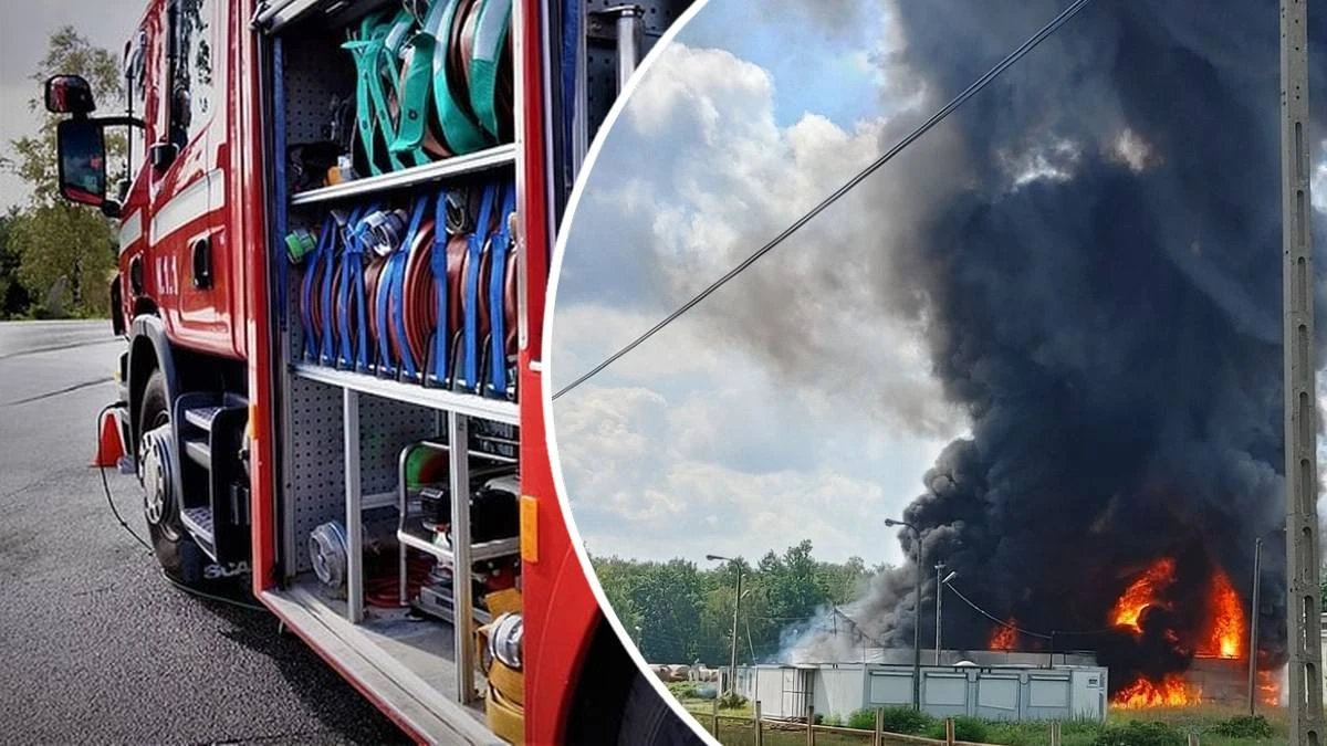 Słup dymu nad miastem. Pożar w zakładzie chemicznym na Mazowszu