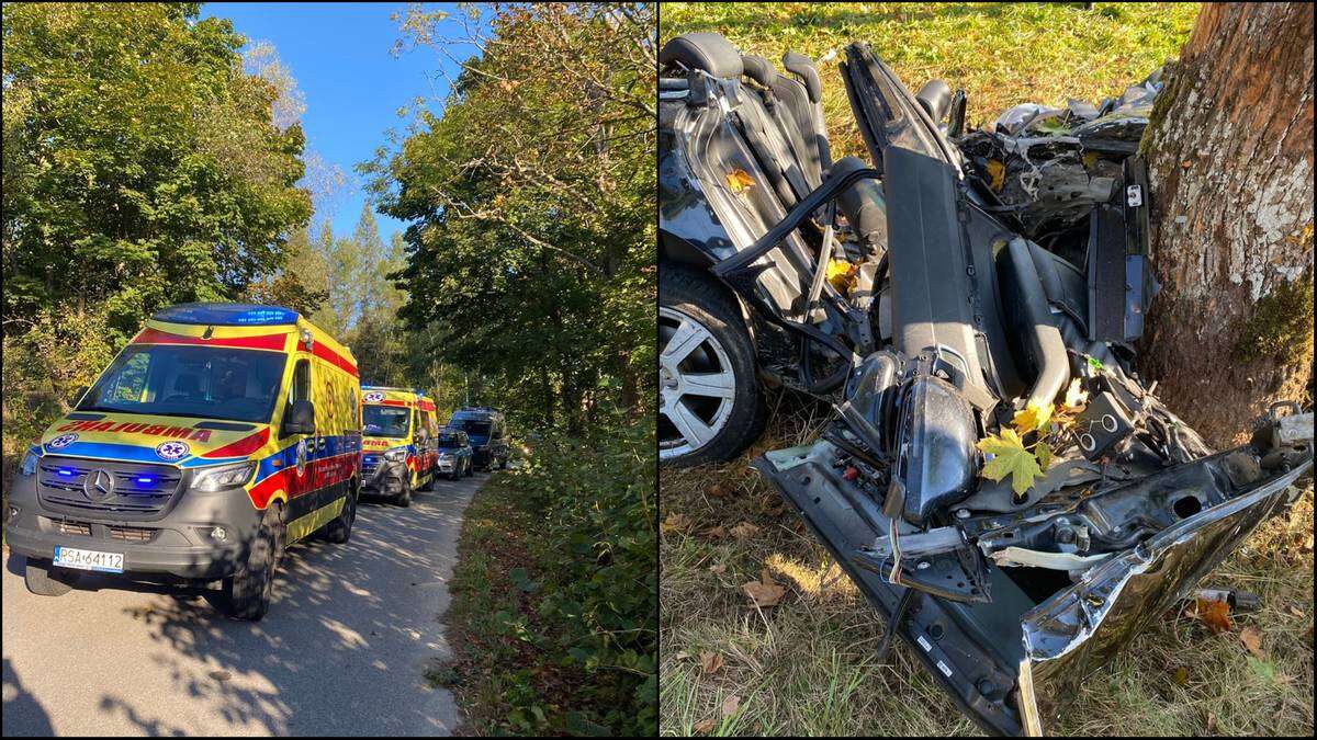 Audi roztrzaskało się na drzewie. Zginęły dwie osoby