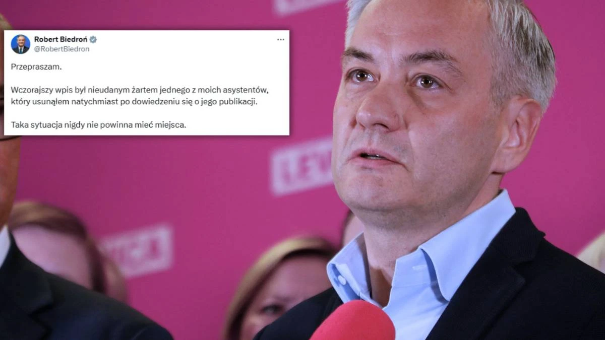 Biedroń przeprasza za wpis. 