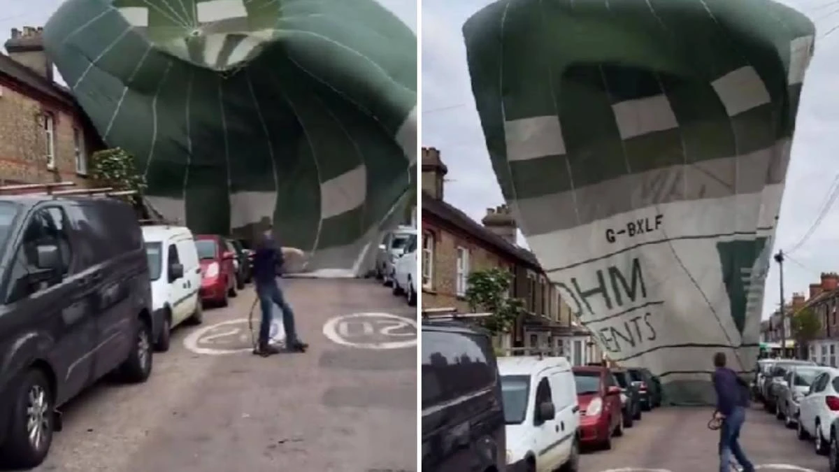 Balon zaczął spadać na ulicę. Katastrofie zapobiegł przechodzeń
