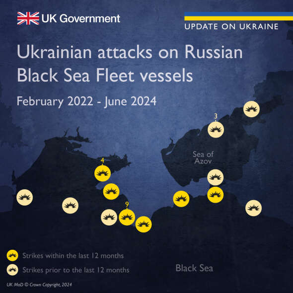 Україна прискорила кількість ефективних ударів по російських кораблях. Британська розвідка показала інфографіку