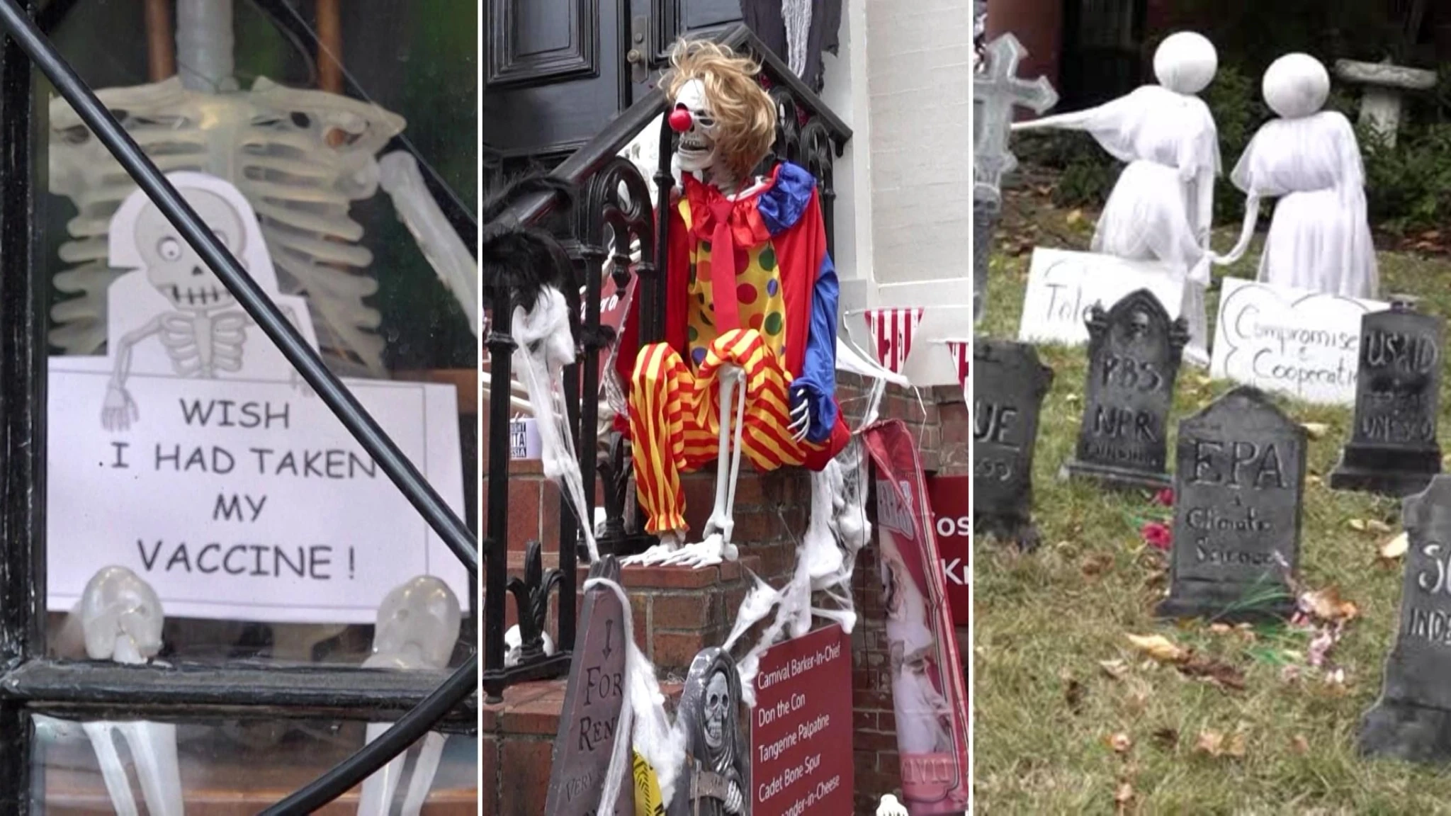 Halloween a Washington: tra zucche e scheletri spuntano decorazioni anti-Trump 