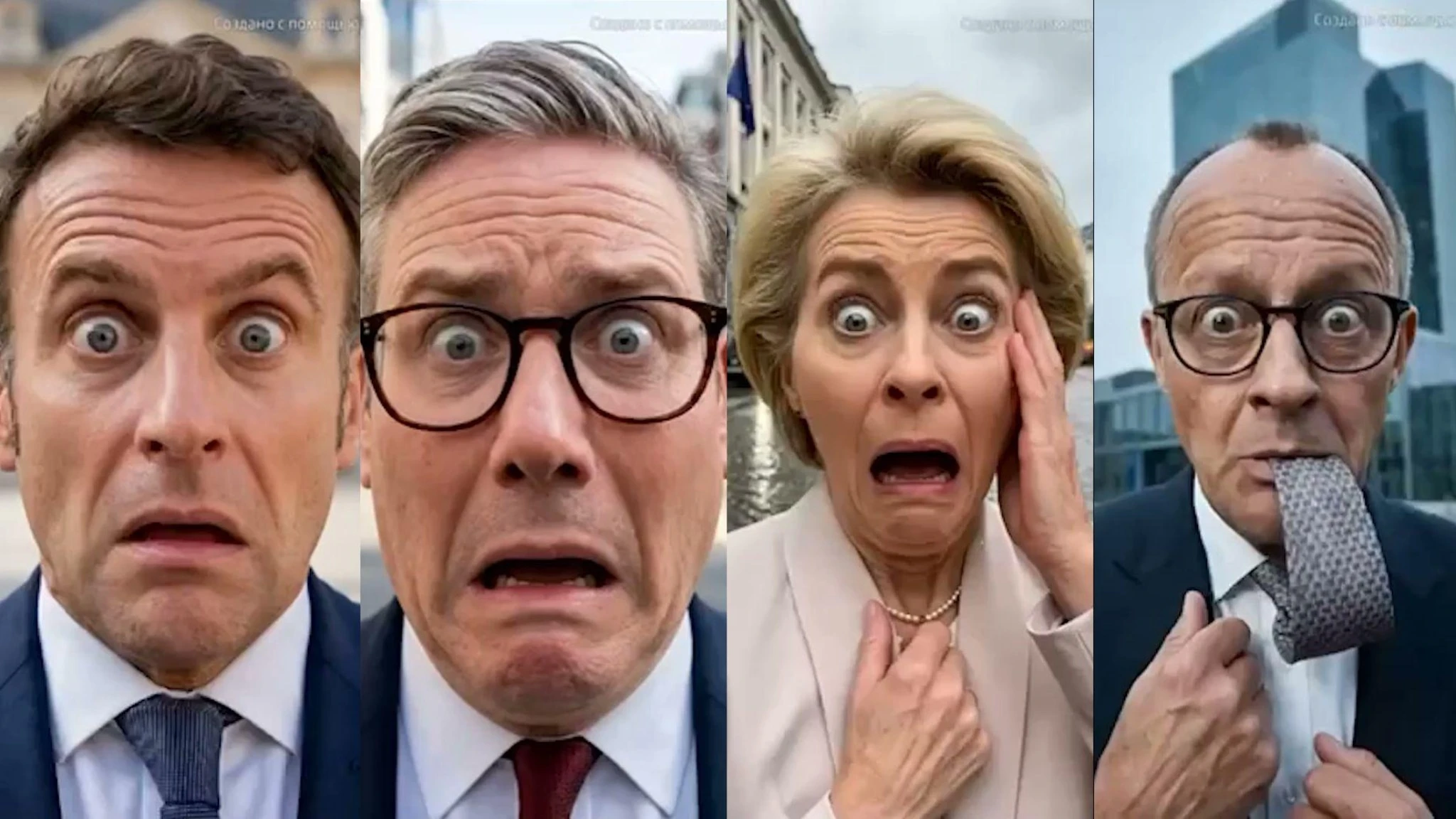 Medvedev pubblica un video fake dei leader europei terrorizzati: 
