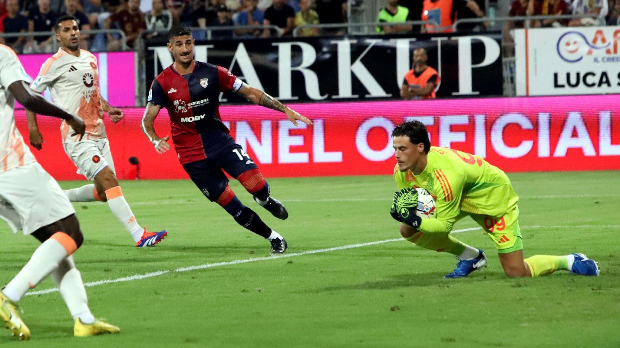 Cagliari-Roma 0-0: traversa di Dovbyk e Marin, annullato un gol di Pellegrini