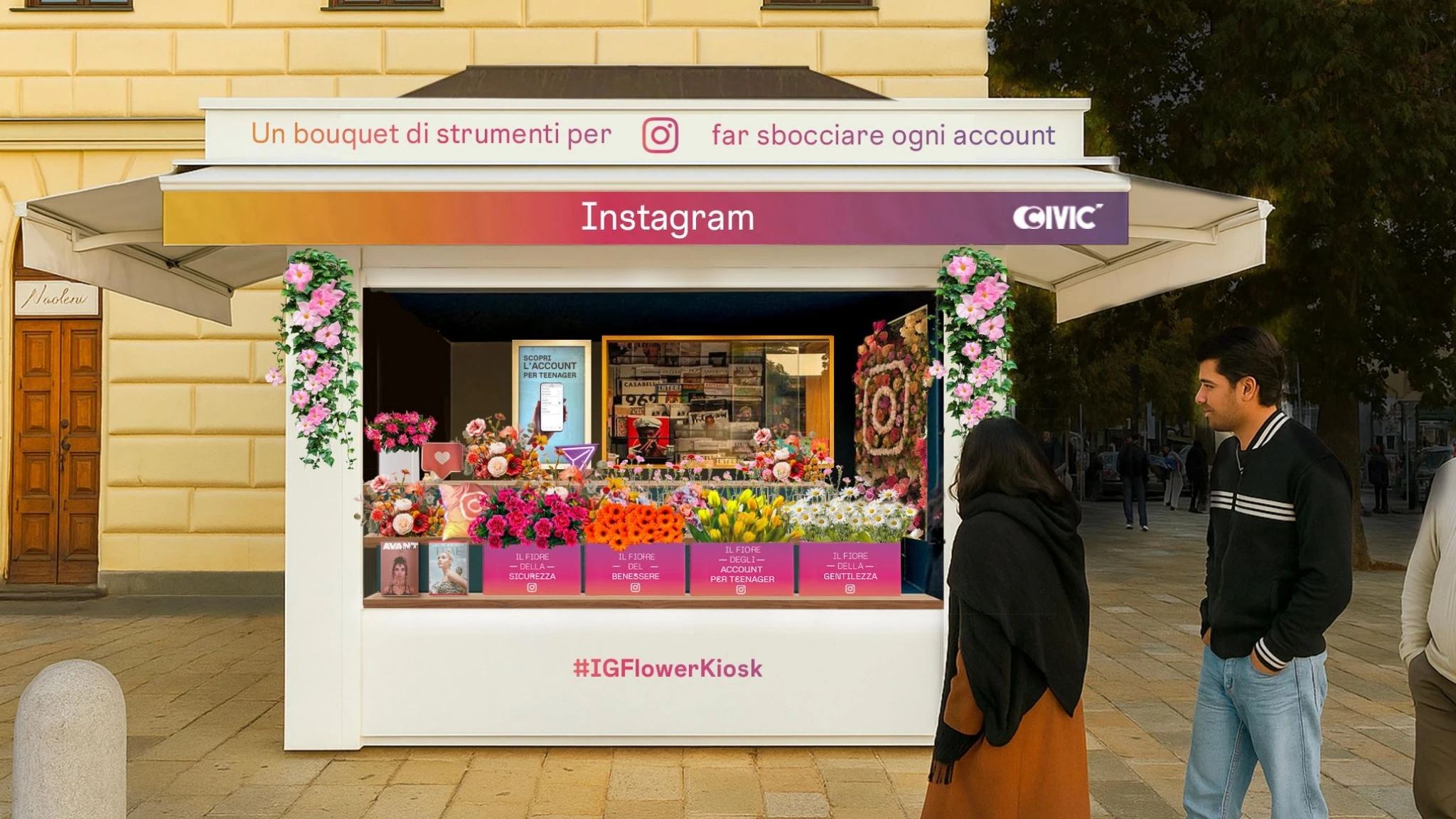 Instagram inaugura il suo primo Flower Kiosk a Milano per il benessere digitale dei più giovani