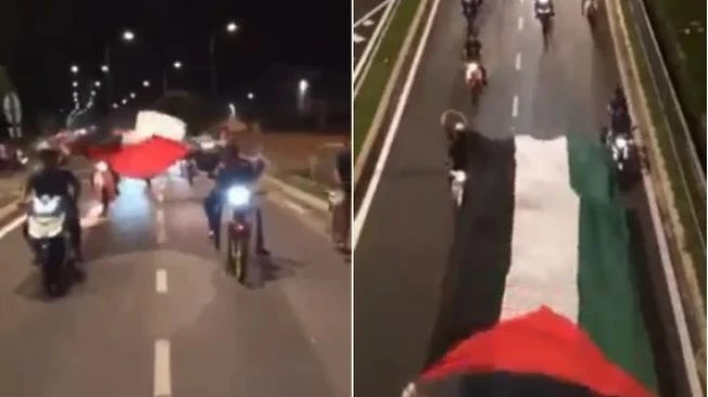 Kibarkan Bendera Palestina di Tengah Jalan, Belasan Pemuda Ini Dicokok