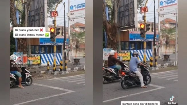Heboh Prank Lampu Lalu Lintas Bikin Pemotor Kecele, Maju Kena Mundur Kena Nih