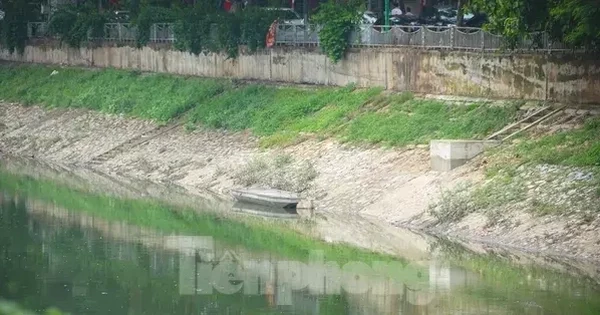 Nước sông Tô Lịch chuyển màu xanh lạ mắt
