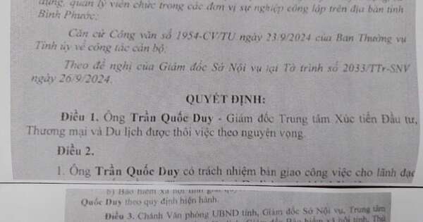 Giám đốc Trung tâm Xúc tiến đầu tư, thương mại và du lịch tỉnh Bình Phước được cho thôi việc