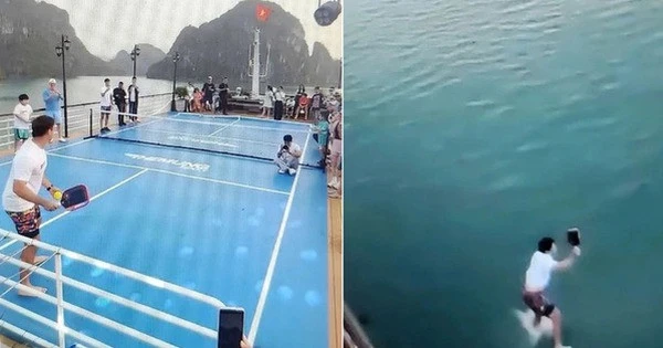 Cứu quả bóng trong trận Pickleball trên tàu du lịch, du khách lao người xuống vịnh Hạ Long