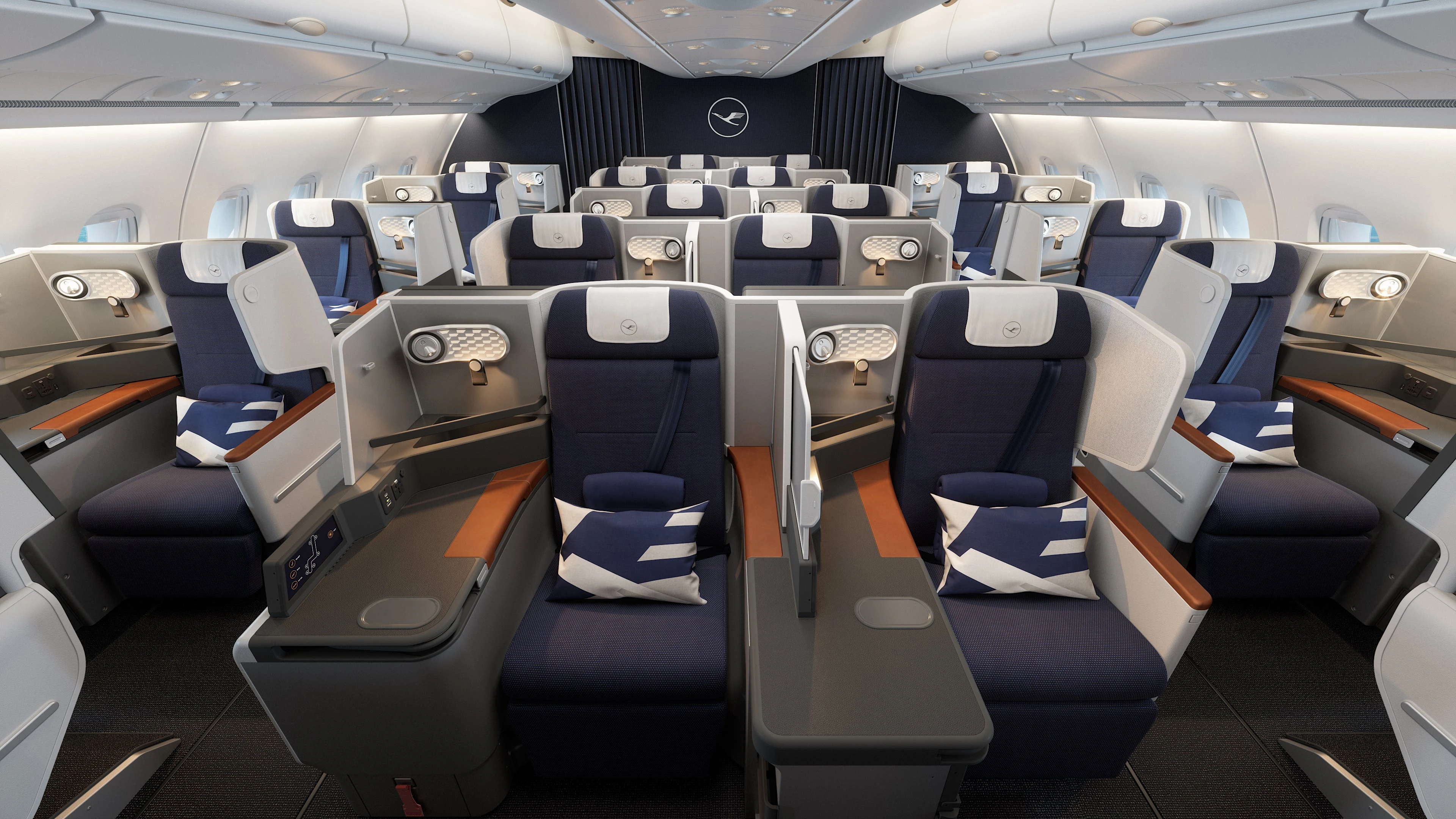 Lufthansa's first Airbus A380 with upgraded business class debuts on flight to LAX