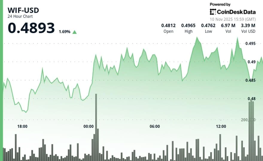 WIF Surged 5% to $0.497 Before Retreating as Profit-Taking Emerged