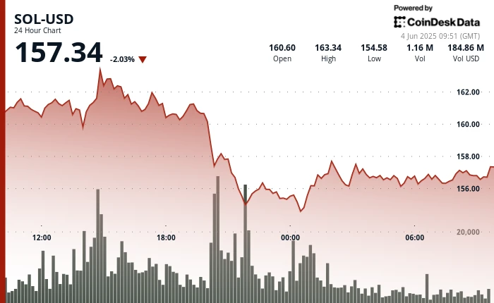 Solana Holds Above $157 as Bulls Regain Control After Sharp 6% Reversal