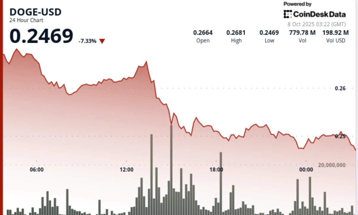 Dogecoin Plunges 8% Before Whale Buying Stabilizes at DOGE Prices $0.25
