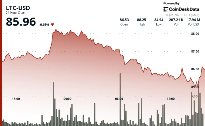 Litecoin Slips Below $86 as Resistance Holds; Traders Watch Bitcoin Dominance