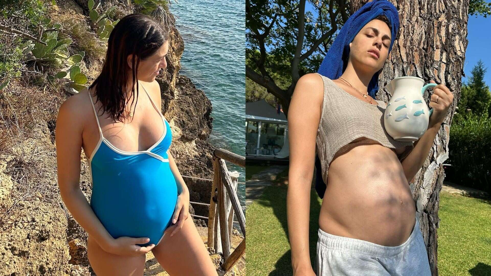 Miriam Leone in vacanza col pancione: si gode la gravidanza tra crop top e costumi interi