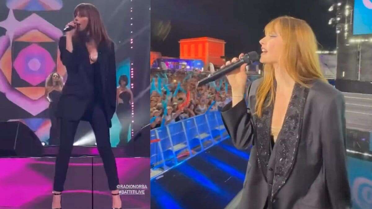 Annalisa in total black: jumpsuit con bralette in vista per il gran finale di Battiti Live