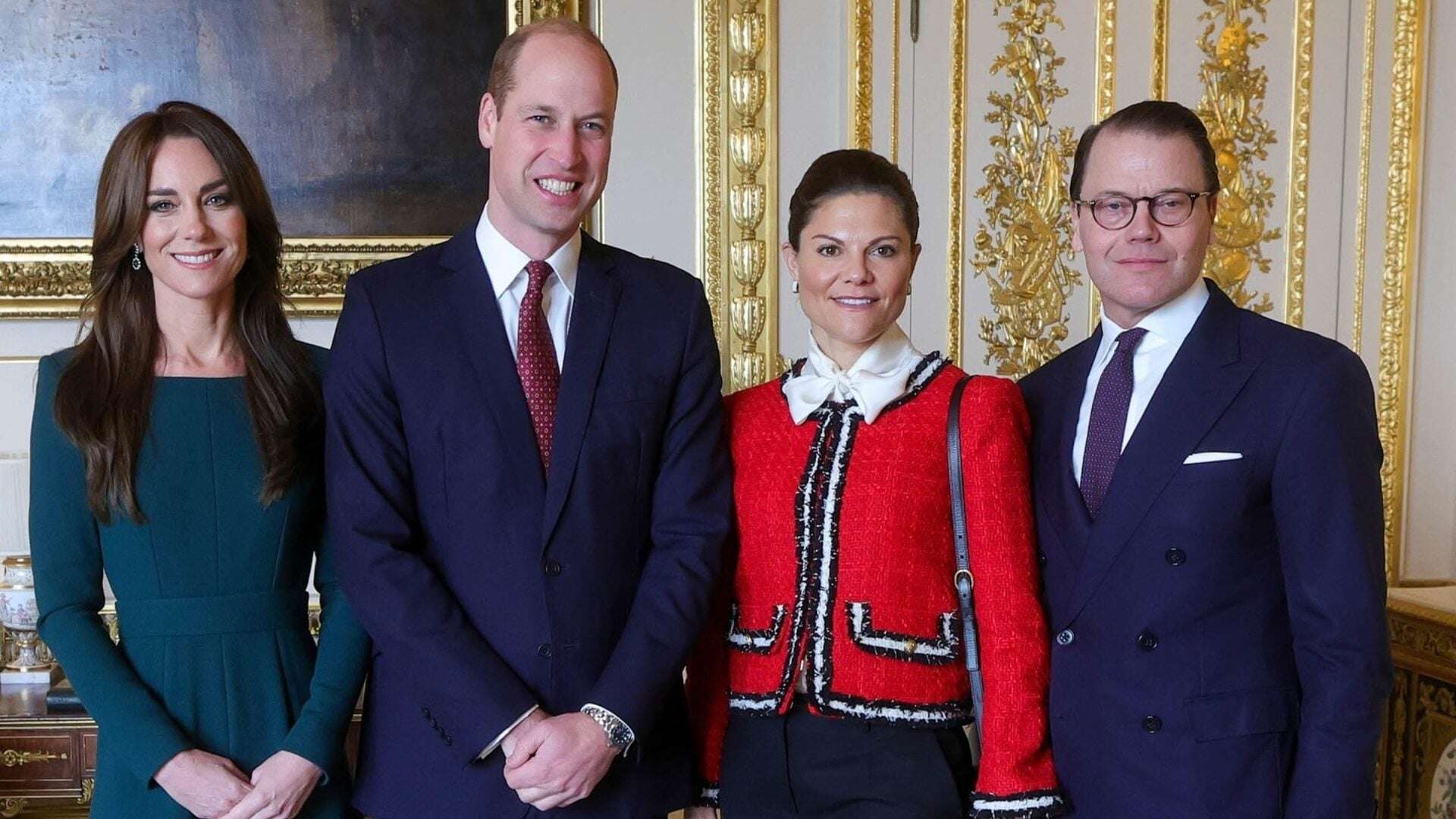 Kate Middleton accoglie i reali svedesi a Windsor: le foto ufficiali in verde con i gioielli di Diana