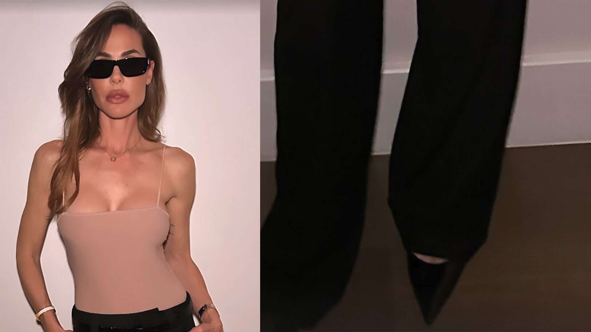 Il look basic di Ilary Blasi: punta sulla semplicità col body effetto nudo