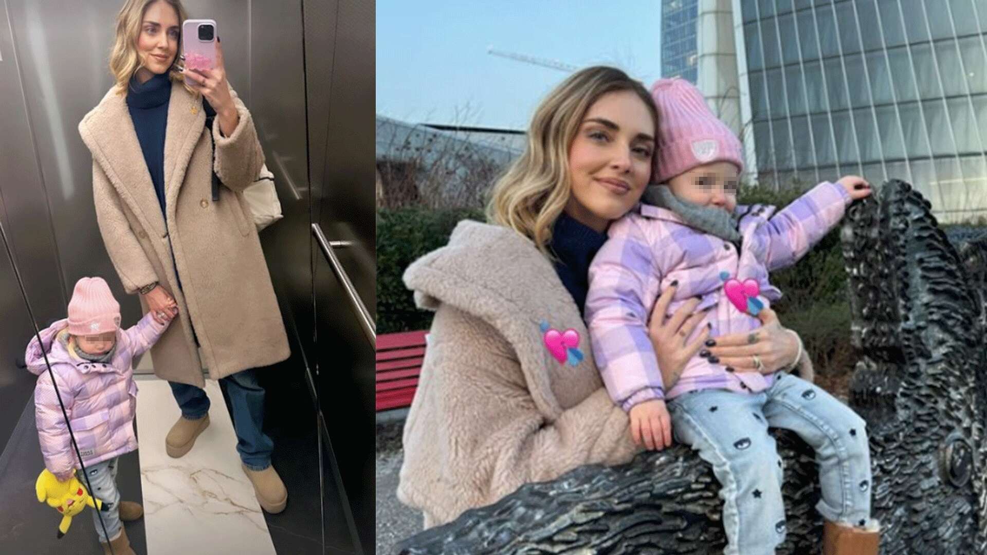 Chiara Ferragni al parco con Vittoria: la piccola è logata con il brand dell’influencer