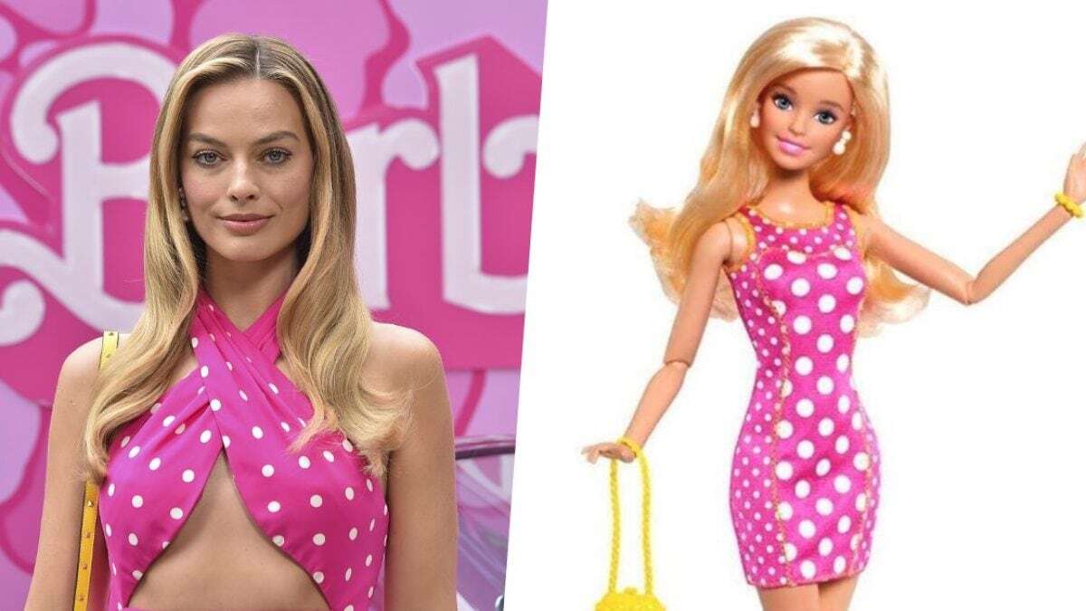 Margot Robbie indossa l’abito di Barbie a grandezza naturale: i segreti del vestito a pois