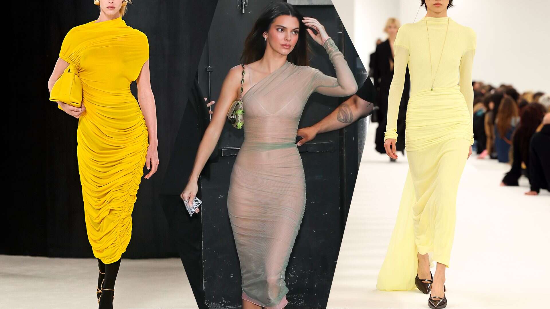 Il vestito di tendenza per l’autunno 2023 è il tubino drappeggiato (come quello di Kendall Jenner)