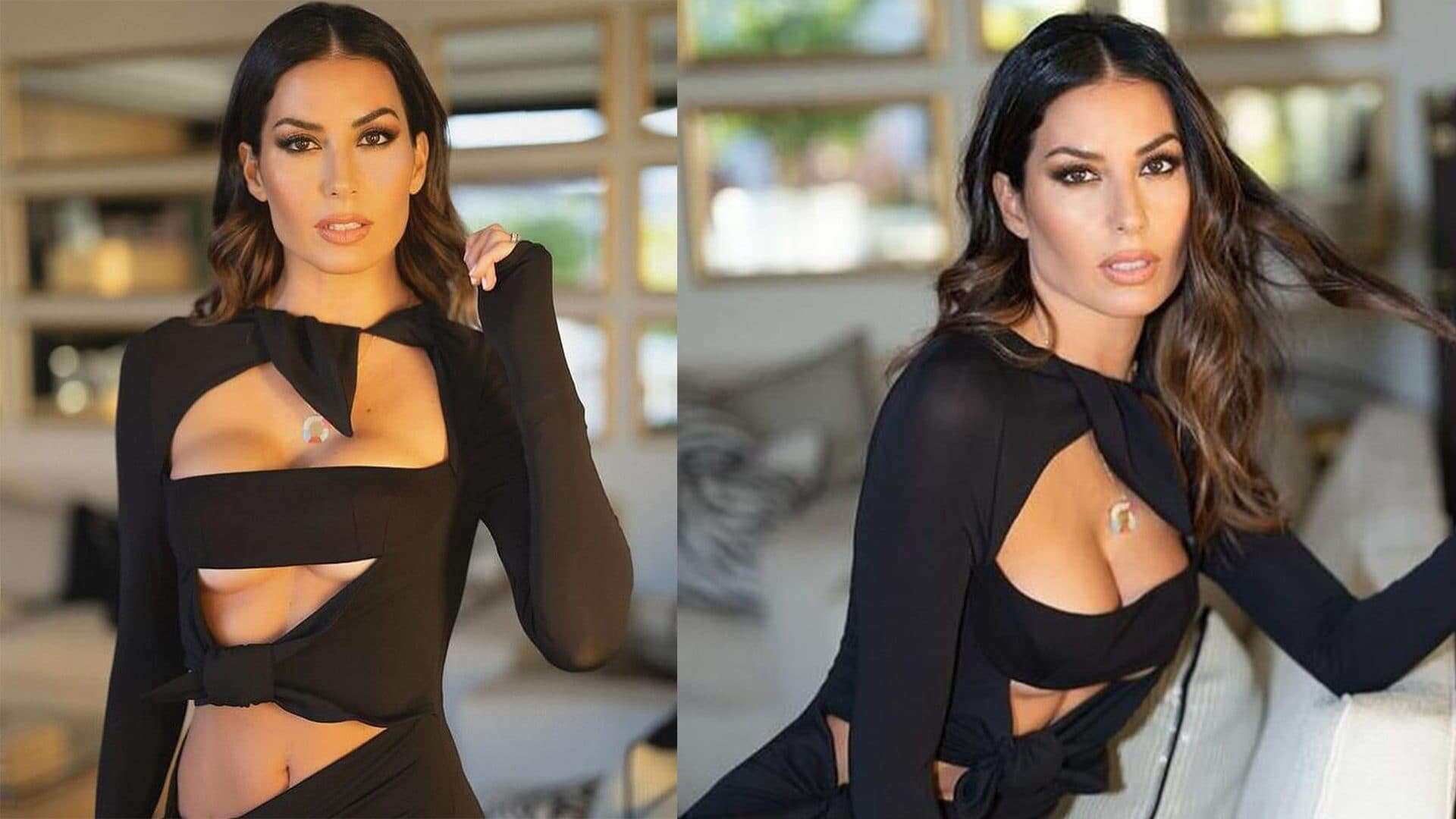 Elisabetta Gregoraci in total black tra maxi spacco e dettagli cut out