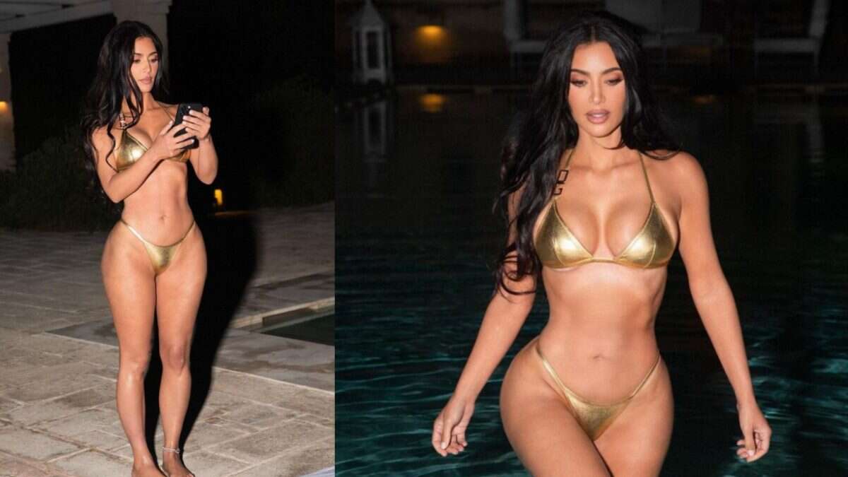 Kim Kardashian brilla col bikini d’oro: il costume laminato costa quasi 500 euro