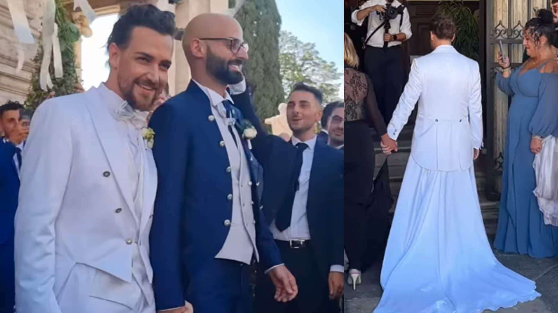 Il matrimonio di Valerio Scanu: l’arrivo in Campidoglio è in bianco e con lo strascico