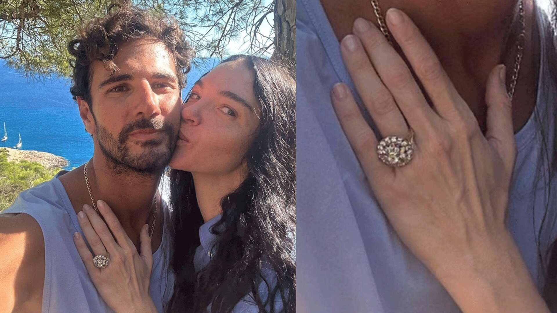 Mariacarla Boscono mostra l’anello di fidanzamento: le foto del maxi gioiello con i diamanti