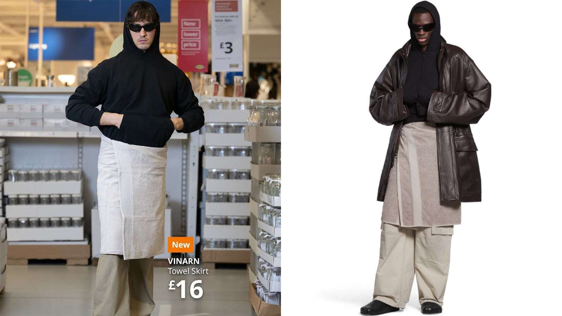 L’ironia di Ikea sulla gonna asciugamano di Balenciaga: ecco la versione low cost della towel skirt