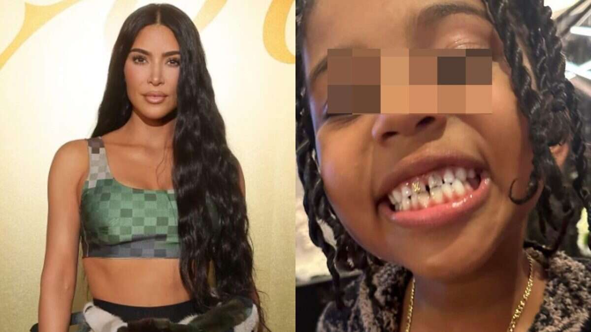 Saint West con i denti “griffati”: l’omaggio alla sfilata Louis Vuitton del figlio di Kim Kardashian