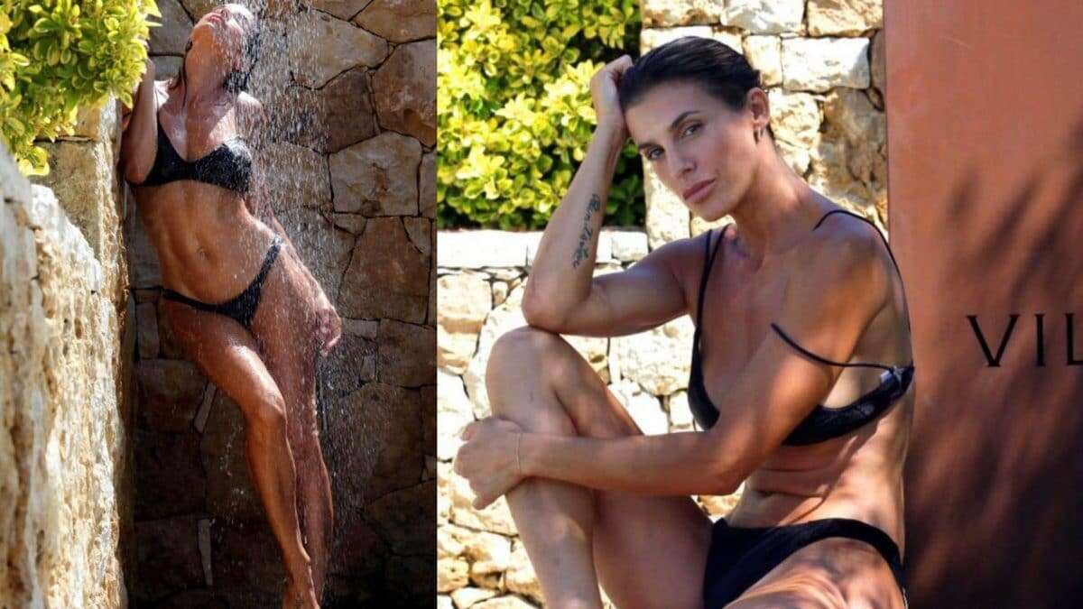 Elisabetta Canalis col bikini nero: per l’estate 2023 punta sullo stile dark