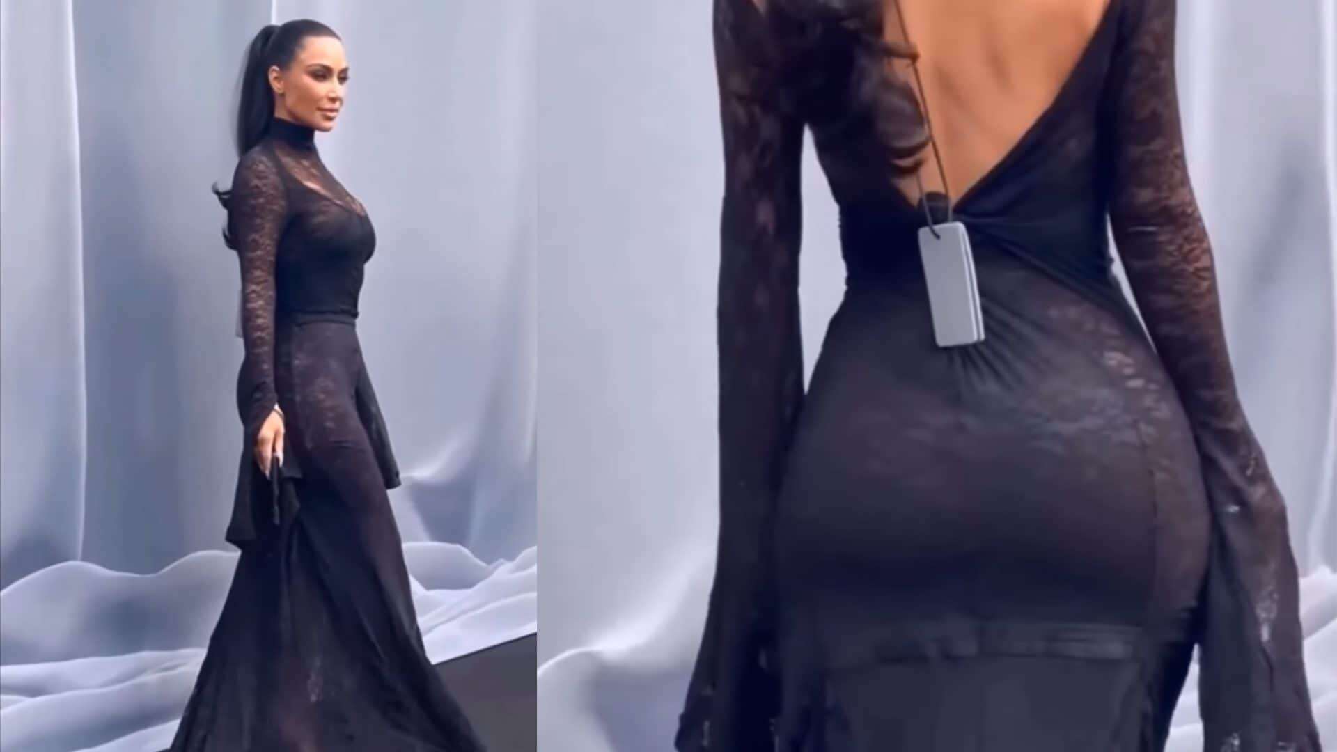 Perché Kim Kardashian alla sfilata di Balenciaga aveva il cartellino attaccato al vestito