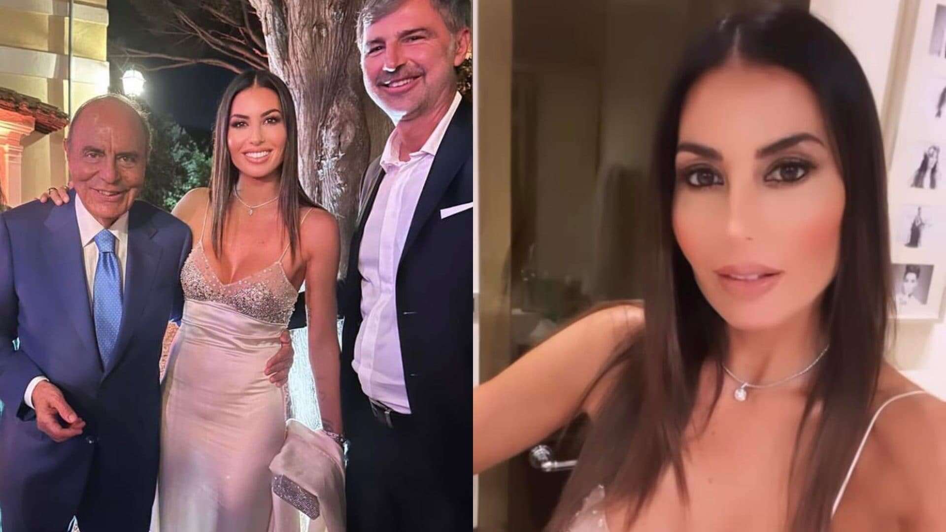 Elisabetta Gregoraci al matrimonio degli amici: è una sirena con le paillettes sul seno 