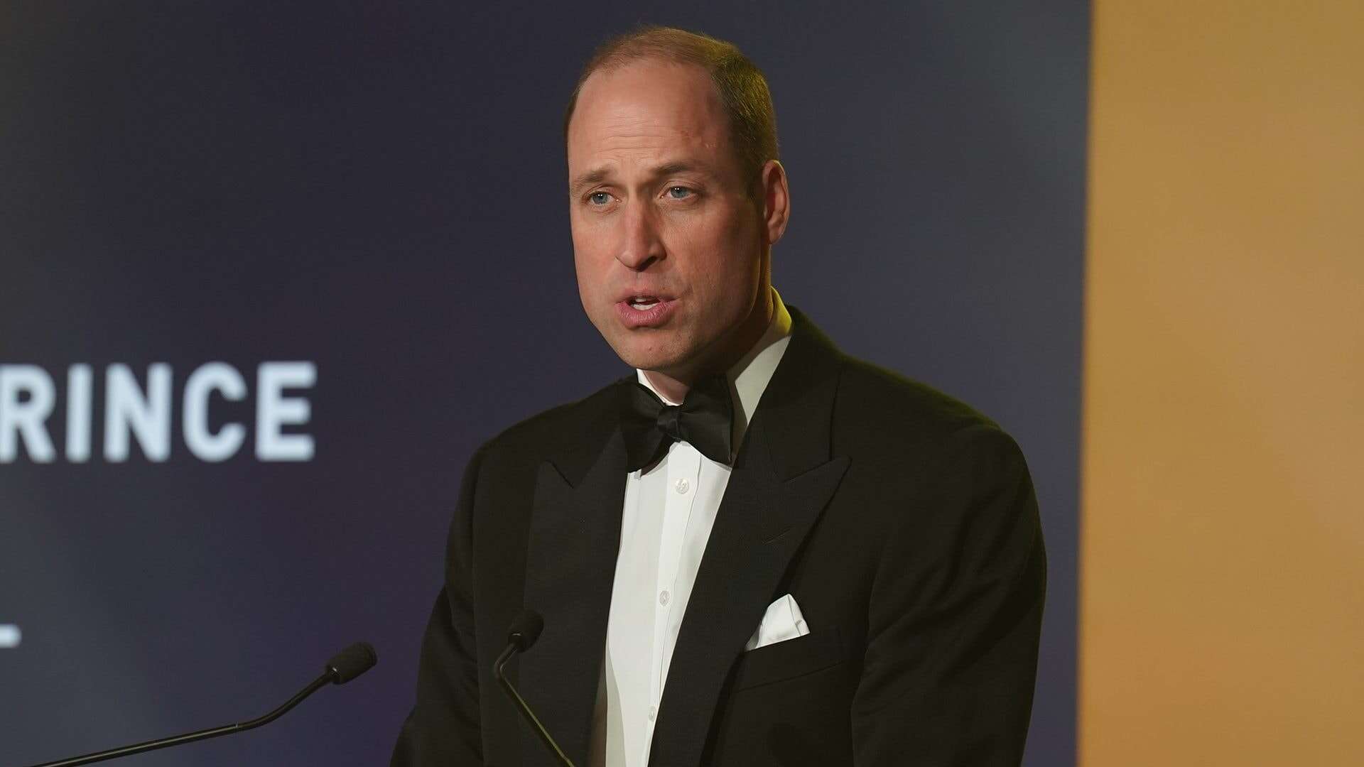 Il principe William in papillon nella serata dedicata a lady Diana parla di Kate Middleton