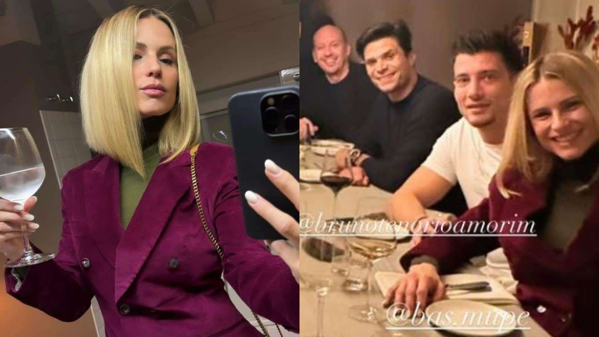 Michelle Hunziker col tailleur di velluto: il look magenta per il primo Capodanno col nuovo fidanzato