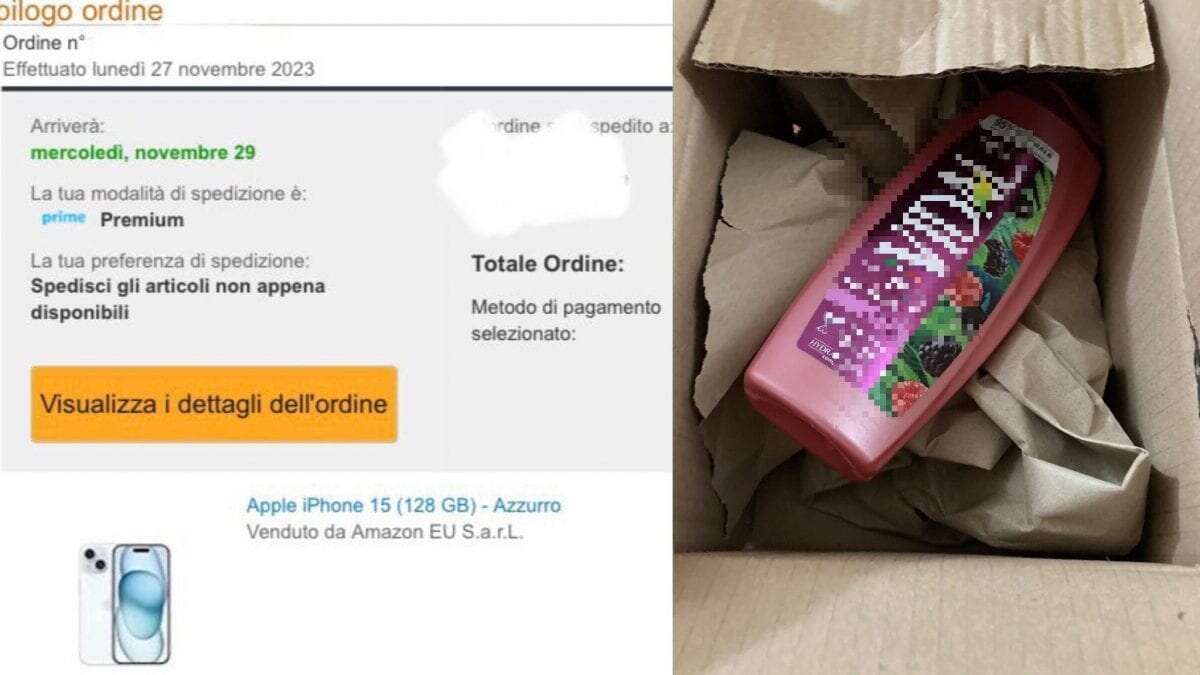 Ordina un iPhone 15 da 900 euro su Amazon, ma nel pacco trova una confezione di bagnoschiuma