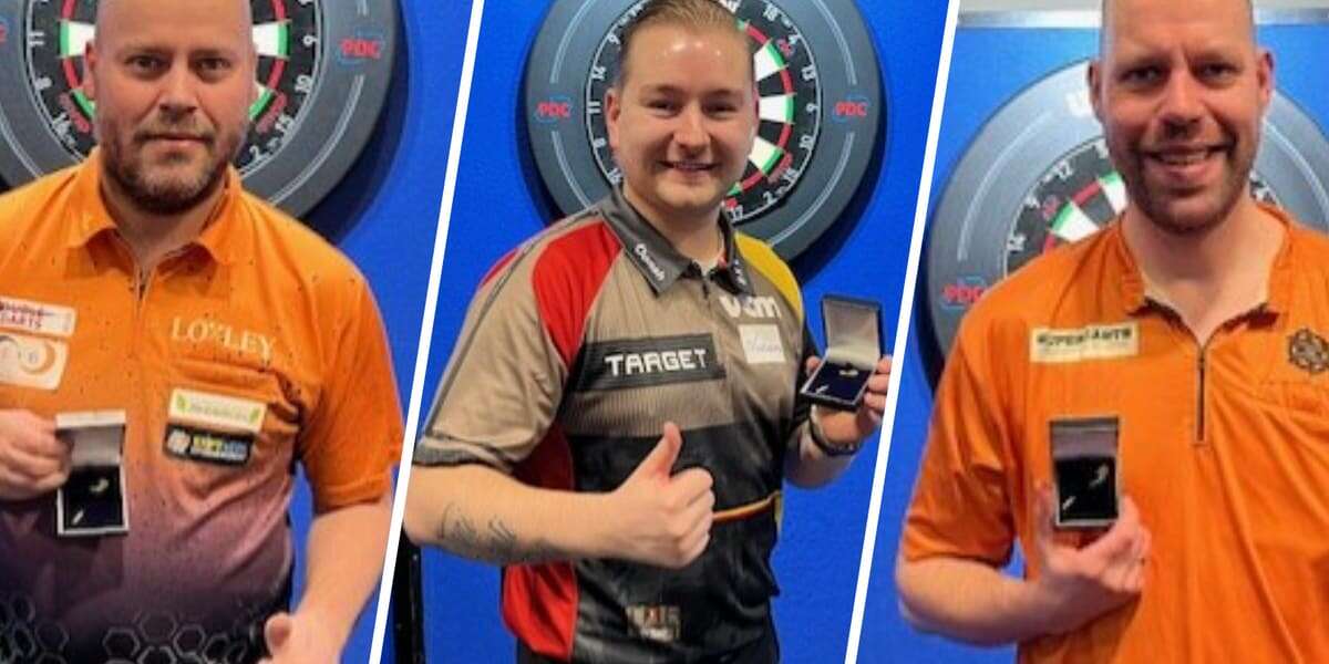 PDC überreicht goldene 9-Dart Pins für Kist, Dekker und Van den Bergh, auch Lukas Wenig geehrt