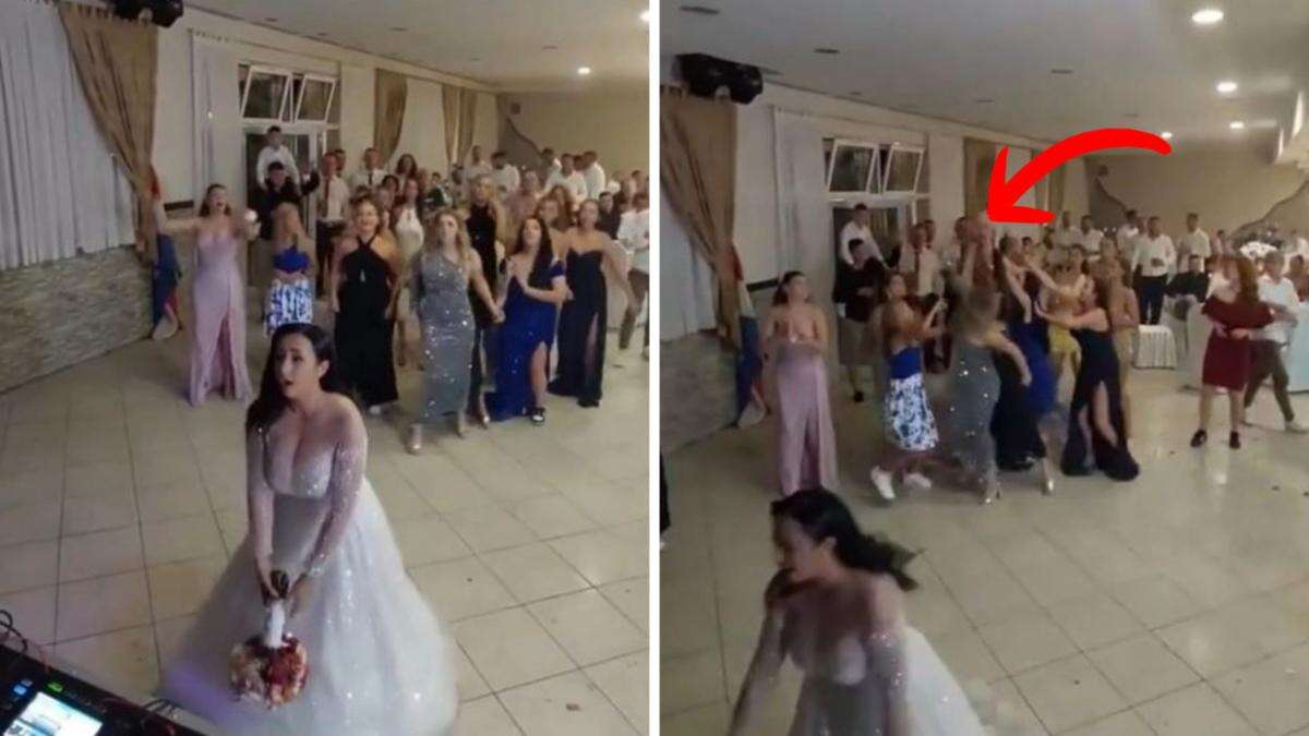 Bridal bouquet toss turns feral as women start wrestling