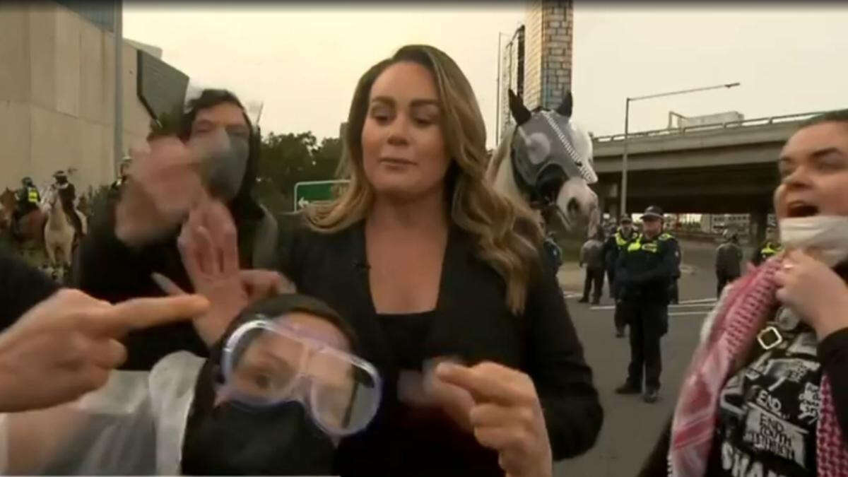 Reporter assaulted live on air as protest turns ugly