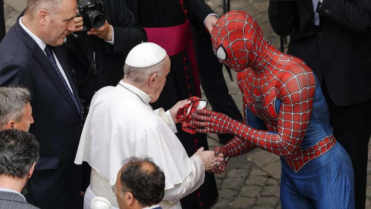 Spider-Man drops in at papal audience