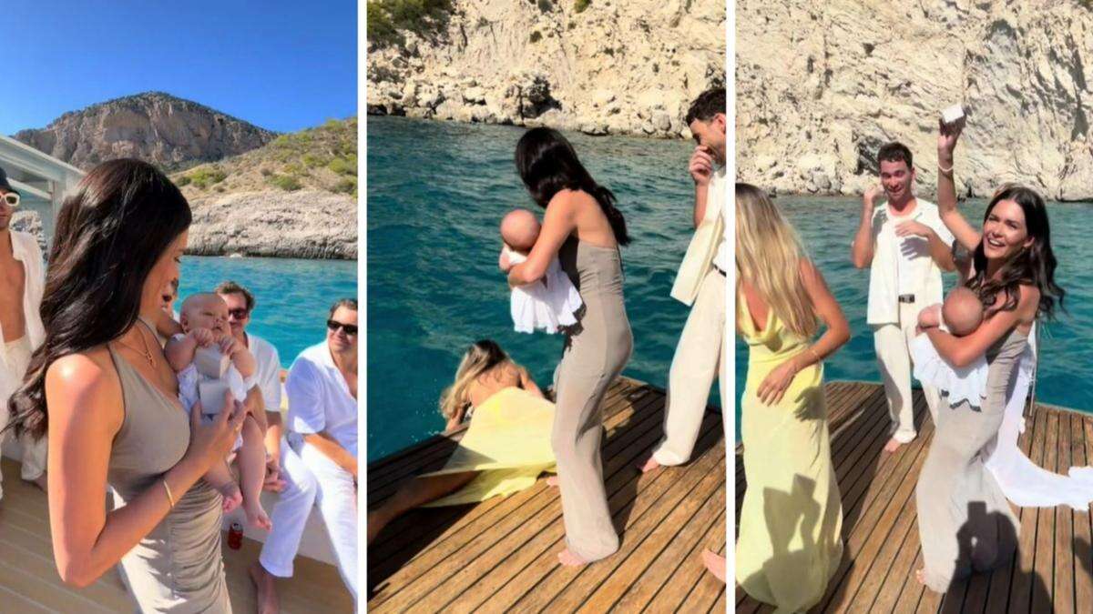 Famous Aussie DJ’s baby ‘drops’ ring in ocean during wedding