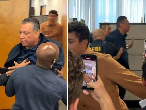 WATCH: US Senator forcibly removed from LA press briefing